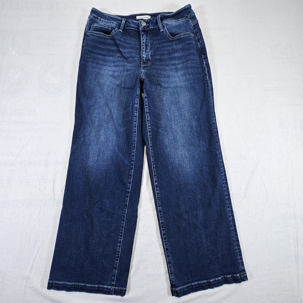 Flying Monkey Womens  Super High Rise Wide Leg Blue Denim Jeans Size 16W